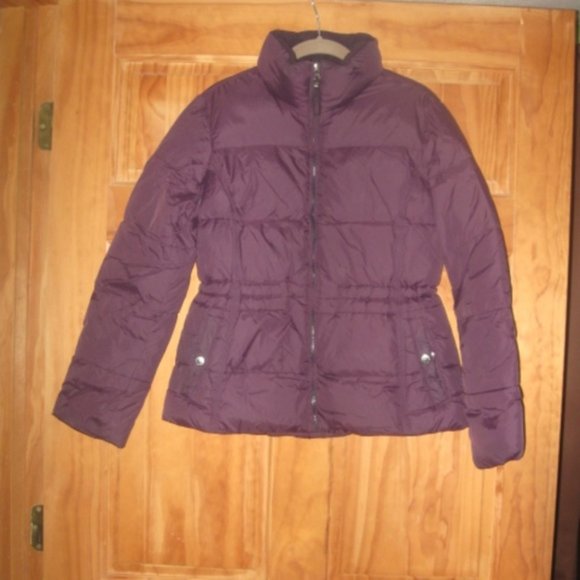 Lands End Purple Puffer Jacket with Front Zipper and Two Side Snap Pockets - Picture 1 of 2